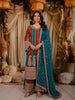 Rust Orange & Turquoise Blue Floral Vine Zari Embroidered Design Silk Palazzo Suit with Matching Dupatta