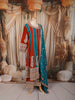 Rust Orange & Turquoise Blue Floral Vine Zari Embroidered Design Silk Palazzo Suit with Matching Dupatta
