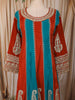 Rust Orange & Turquoise Blue Floral Vine Zari Embroidered Design Silk Palazzo Suit with Matching Dupatta