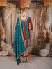 Rust Orange & Turquoise Blue Floral Vine Zari Embroidered Design Silk Palazzo Suit with Matching Dupatta