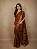 Rust Orange and Maroon Striped Zari Woven Design Pure Kanchipuram Silk Saree with Contrast Peacock Zari Border