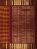 Rust Orange and Maroon Striped Zari Woven Design Pure Kanchipuram Silk Saree with Contrast Peacock Zari Border