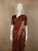 Rust Orange and Maroon Striped Zari Woven Design Pure Kanchipuram Silk Saree with Contrast Peacock Zari Border