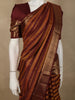 Rust Orange and Maroon Striped Zari Woven Design Pure Kanchipuram Silk Saree with Contrast Peacock Zari Border
