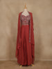Rust Pink Floral Embroidered Georgette Skirt Top