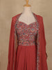 Rust Pink Floral Embroidered Georgette Skirt Top