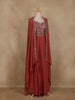 Rust Pink Floral Embroidered Georgette Skirt Top