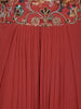 Rust Pink Floral Embroidered Georgette Skirt Top