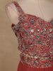 Rust Pink Floral Embroidered Georgette Skirt Top