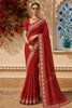 Rust Red  Abstract Woven Design Pure Tussar Saree with Floral Border
