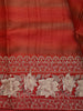 Rust Red  Abstract Woven Design Pure Tussar Saree with Floral Border