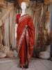 Rust Red  Abstract Woven Design Pure Tussar Saree with Floral Border