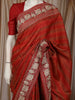 Rust Red  Abstract Woven Design Pure Tussar Saree with Floral Border