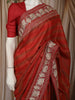 Rust Red  Abstract Woven Design Pure Tussar Saree with Floral Border