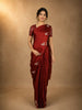 Rust Red Butta Zari Woven Design Pure Banarasi Silk Saree with Birds Motif Border
