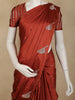 Rust Red Butta Zari Woven Design Pure Banarasi Silk Saree with Birds Motif Border