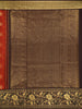 Rust Red Checked Woven Pure Kanchipuram Silk Saree with Contrast Zari Border
