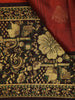 Rust Red Checked Woven Pure Kanchipuram Silk Saree with Contrast Zari Border