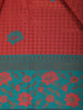 Rust Red Floral Design Semi Silk Saree