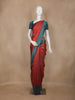 Rust Red Floral Design Semi Silk Saree