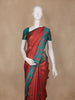 Rust Red Floral Design Semi Silk Saree