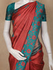 Rust Red Floral Design Semi Silk Saree