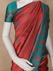 Rust Red Floral Design Semi Silk Saree