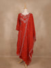Rust Red Floral Embroidered Design Georgette Salwar Suit