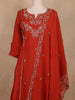 Rust Red Floral Embroidered Design Georgette Salwar Suit