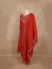 Rust Red Floral Embroidered Design Georgette Salwar Suit
