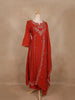 Rust Red Floral Embroidered Design Georgette Salwar Suit