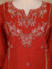 Rust Red Floral Embroidered Design Georgette Salwar Suit