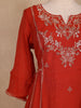 Rust Red Floral Embroidered Design Georgette Salwar Suit