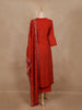 Rust Red Floral Embroidered Design Georgette Salwar Suit