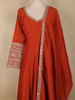 Rust Red Floral Embroidered Design  Raw Silk Gown with Dupatta