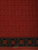 Rust Red Floral Motif Printed Karishma Cotton Saree with Contrast Black Floral Border