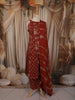 Rust Red Floral Printed Design Cotton Salwar Suit with Dupatta
