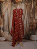 Rust Red Floral Printed Design Cotton Salwar Suit with Dupatta