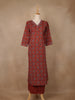Rust Red Geometric Printed Cotton Salwar Suit - Diadem
