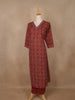 Rust Red Geometric Printed Cotton Salwar Suit - Diadem