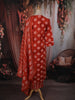 Rust Red Geometric Printed Design Cotton Straight Cut Salwar Suit with Dupatta
