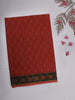 Rust Red Geometric Printed Design Karishma Cotton Saree