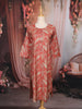 Rust Red Leaf Printed Design Cotton Kurti