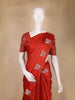Rust Red Motif Design Semi Banarasi Silk Saree