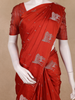 Rust Red Motif Design Semi Banarasi Silk Saree