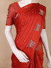 Rust Red Motif Design Semi Banarasi Silk Saree