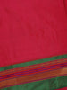Rust Red Solid Design Semi Silk Cotton Saree with Contrast Border