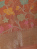 Rust OrangeFloral Design Woven Tissue Silk Saree - Diadem