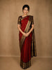 Rust Orange Butta Zari Woven Design Pure Kanchipuram Silk Saree with Contrast Zari Border