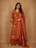 Rust Orange Floral Printed Design Cotton Salwar Suit with Dupatta